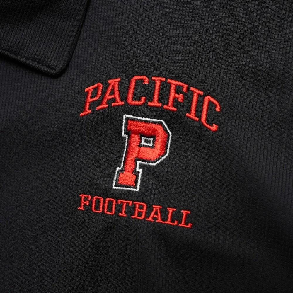 Nike Dri-FIT Mens XL Black Polo Pacific Football Embroidered Athletic Shirt
